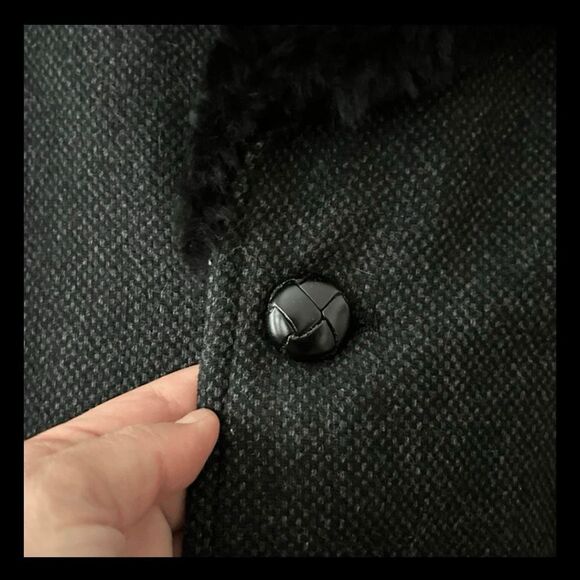 VTG 1940s Mens Heavy Wool Overcoat 41R Double Breasted Shearling Collar Mad Men - Picture 2 of 9